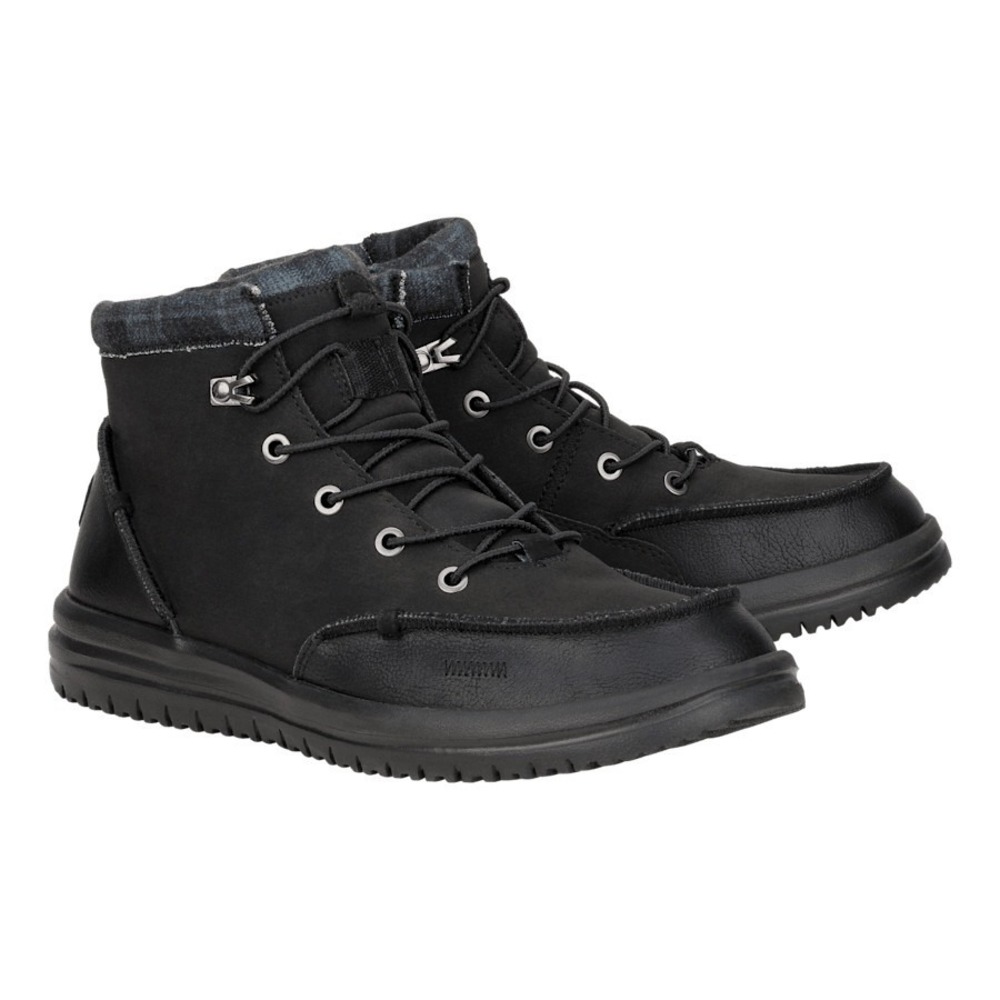 HEY DUDE Bradley Classic Boots Black w/ Plaid Sneaker Men's Size 9 42067-001 NEW - Picture 2 of 10